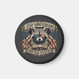 アメリカ独立250周年記念 アライグマ レトロ 7月4日 マグネット