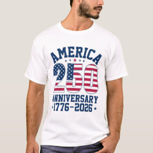 アメリカ独立250周年記念 カスタムネーム(背面)ボールドシンプル Tシャツ