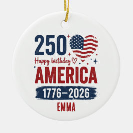アメリカ独立250周年記念 カスタムネームUSA セラミックオーナメント