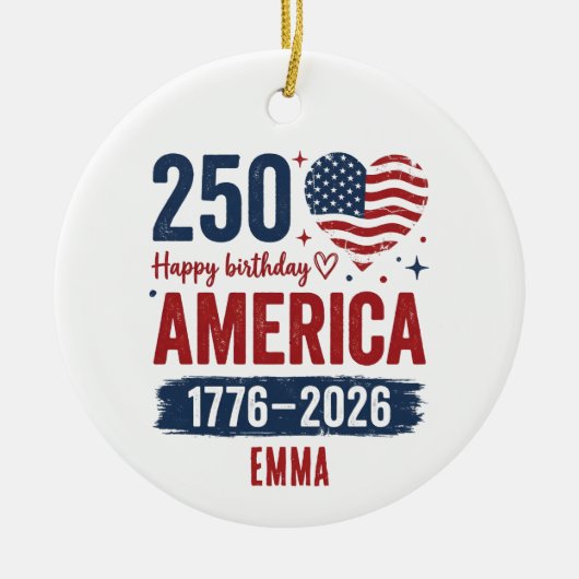 アメリカ独立250周年記念 カスタムネームUSA セラミックオーナメント (正面)