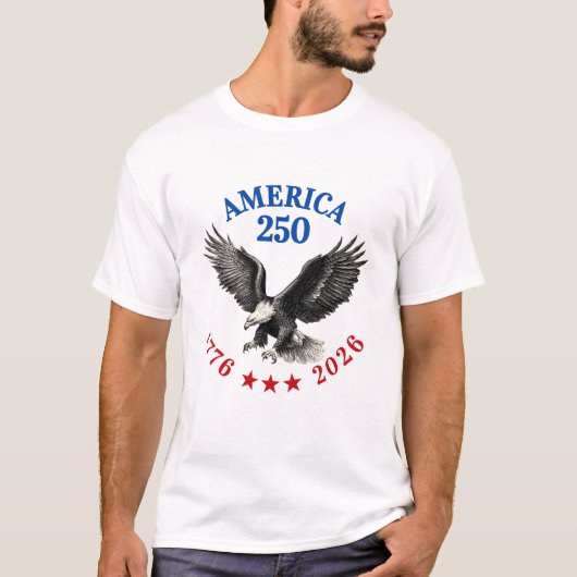 アメリカ独立250周年記念 ハクトウワシ 愛国 Tシャツ (正面)