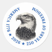 アメリカ独立250周年記念 ハクトウワシ 2026 ラウンドシール (正面)