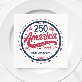 アメリカ独立250周年記念 レッド ホワイト ブルー USA スタンダードカクテルナプキン