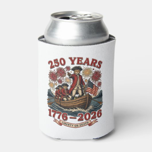 アメリカ独立250周年記念 愛国猫 1776-2026 缶クーラー (缶正面)