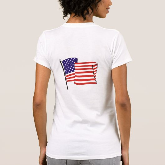 アメリカ独立250周年記念 愛国的なストライプ柄の猫 Tシャツ (裏面)