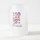 アメリカ独立250周年記念 愛国的な7月4日 フロストグラスビールジョッキ (正面左)