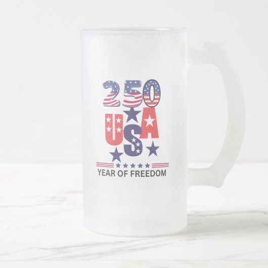 アメリカ独立250周年記念 愛国的な7月4日 フロストグラスビールジョッキ (右)