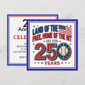 アメリカ独立250周年記念 野球 USA フリー 招待状 (正面/裏面)