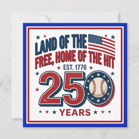 アメリカ独立250周年記念 野球 USA フリー 招待状 (正面)