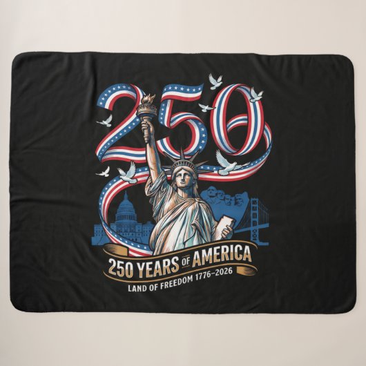アメリカ独立250周年記念 1776年 2026年 シェルパブランケット (正面(横))