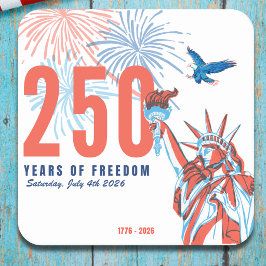 アメリカ独立250周年記念 1776年~2026年 愛国 スクエアペーパーコースター