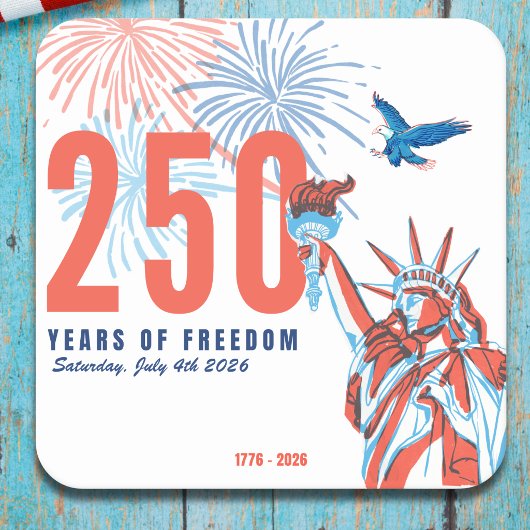 アメリカ独立250周年記念 1776年~2026年 愛国 スクエアペーパーコースター