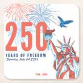 アメリカ独立250周年記念 1776年~2026年 愛国 スクエアペーパーコースター (正面)