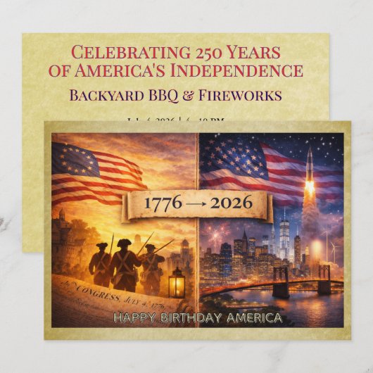アメリカ独立250周年記念 1776-2026年 招待状 (正面/裏面)