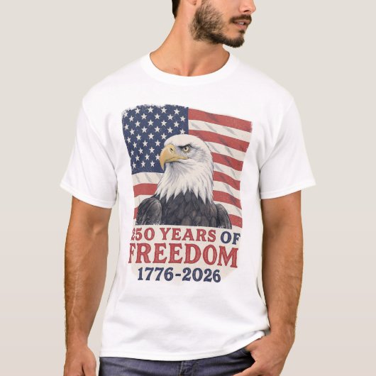 アメリカ独立250周年記念 1776-2026 アメリカ鷲旗 Tシャツ (正面)