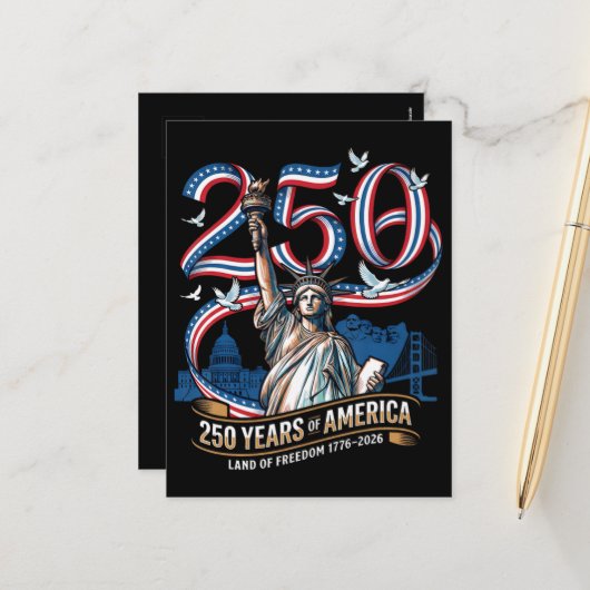 アメリカ独立250周年記念 1776 2026 シーズンポストカード (正面/裏面インサイチュ)