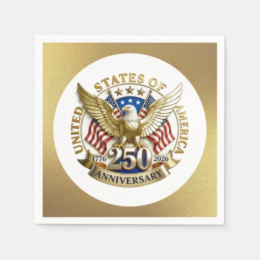 アメリカ独立250周年記念 1776–2026 スタンダードカクテルナプキン (正面)