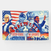 アメリカ独立250周年記念 1776-2026 愛国的な歴史 横断幕 (横)