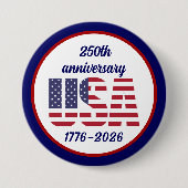 アメリカ独立250周年記念 1776–2026 缶バッジ (正面)