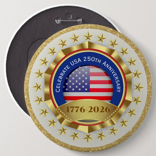 アメリカ独立250周年記念 1776–2026 缶バッジ (正面&裏面)