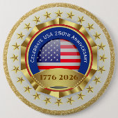 アメリカ独立250周年記念 1776–2026 缶バッジ (正面)