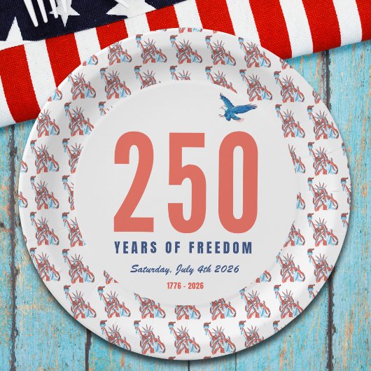アメリカ独立250周年記念 1776-2026 自由 ペーパープレート