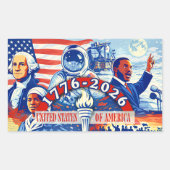アメリカ独立250周年記念 1776-2026 長方形シール (正面)