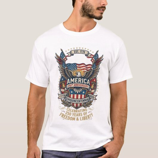 アメリカ独立250周年記念Tシャツ 1776 自由 Tシャツ (正面)