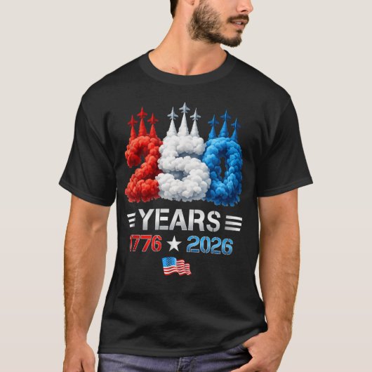 アメリカ独立250周年記念USAフラグ 4Th Tシャツ (正面)