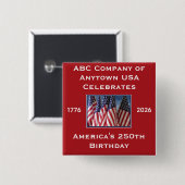 アメリカ独立250周年記念USA愛国フラッグ 缶バッジ (正面&裏面)