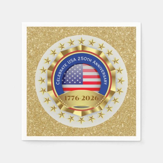 アメリカ独立250周年記念USA愛国 | 1776–2026 スタンダードカクテルナプキン (正面)