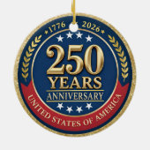 アメリカ独立250周年記念USA愛国 | 1776–2026 セラミックオーナメント (裏面)