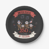 アメリカ独立250周年 かわいい鷲の家族 ペーパープレート (正面)