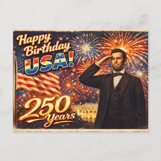 アメリカ独立250周年 アブラハム・リンカーン ポストカード (正面)