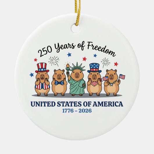 アメリカ独立250周年 カピバラ セラミックオーナメント (正面)