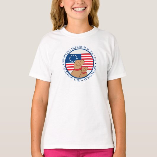 アメリカ独立250周年 スパークリング フリーダム ガールズ 半袖Tシャツ Tシャツ (正面)