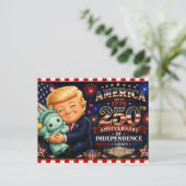 アメリカ独立250周年 トランプ大統領と自由の女神 ポストカード (スタンド正面)