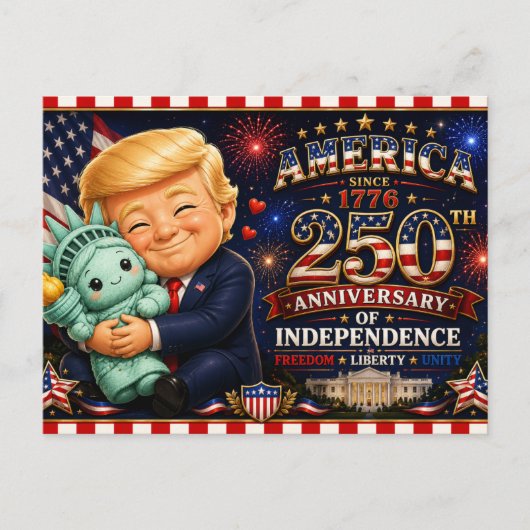 アメリカ独立250周年 トランプ大統領と自由の女神 ポストカード (正面)
