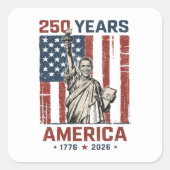 アメリカ独立250周年 リバティ像 オバマ 愛国 ストライプ スクエアシール (正面)