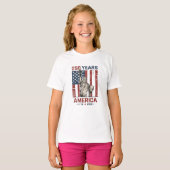 アメリカ独立250周年 リバティ像 オバマ 愛国 ストライプ Tシャツ (正面フル)