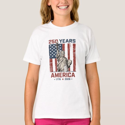 アメリカ独立250周年 リバティ像 オバマ 愛国 ストライプ Tシャツ (正面)