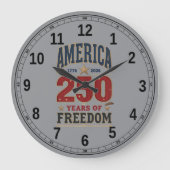 アメリカ独立250周年 リバティ 1776 愛国 ストライプ ラージ壁時計 (正面)