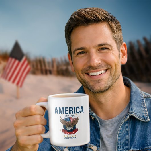 アメリカ独立250周年 | 愛国的な自由の国 ジャンボコーヒーマグカップ