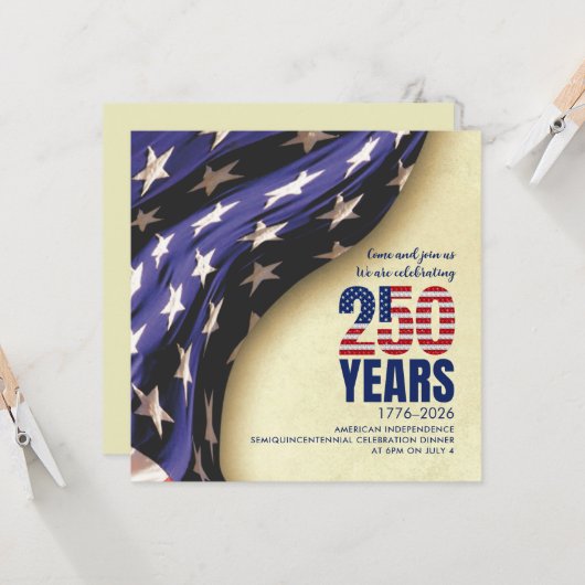 アメリカ独立250周年 誕生日 招待状 (正面/裏面インサイチュ)