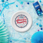 アメリカ独立250周年 赤白青USA ペーパープレート (パーティー)