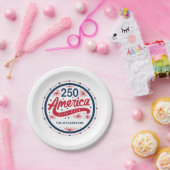 アメリカ独立250周年 赤白青USA ペーパープレート (パーティー)