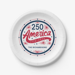 アメリカ独立250周年 赤白青USA ペーパープレート