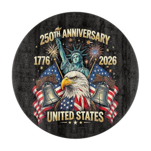 アメリカ独立250周年 1776-2026 アメリカ国旗 カッティングボード (正面)