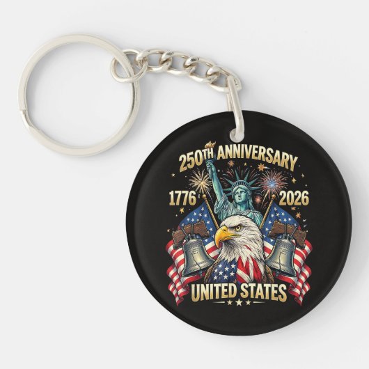 アメリカ独立250周年 1776-2026 アメリカ国旗 キーホルダー (正面)