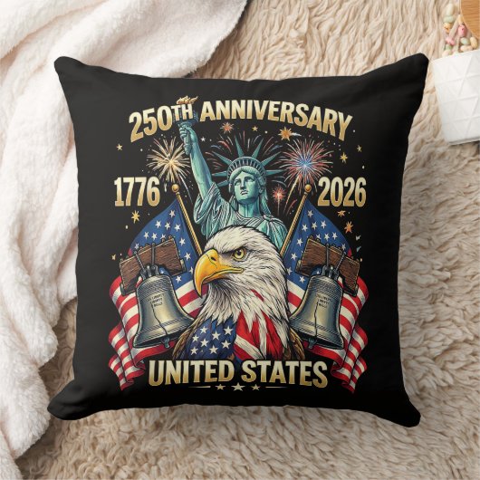 アメリカ独立250周年 1776-2026 アメリカ国旗 クッション (ブランケット)